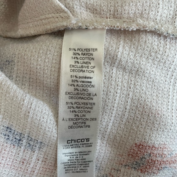 {Chico's} Watercolor Print Textured Jacket in Cream - Women's 3 (XL) - Picture 10 of 11